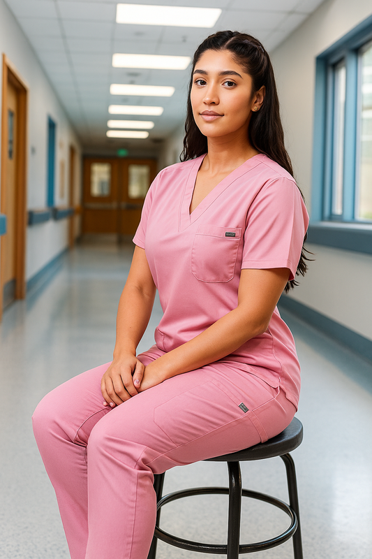 Premium Women’s Nursing Scrubs Jogger Set – Short Sleeve V-Neck Top & Stretch Pants