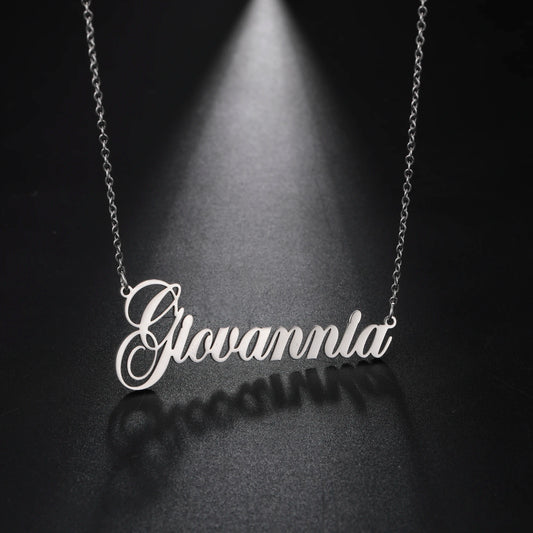 Signature Glow™ Custom Silve Choker – Personalized Stainless Steel Name Necklace