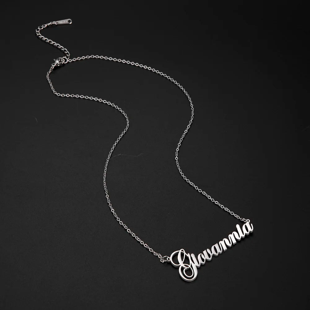 Signature Glow™ Custom Silve Choker – Personalized Stainless Steel Name Necklace