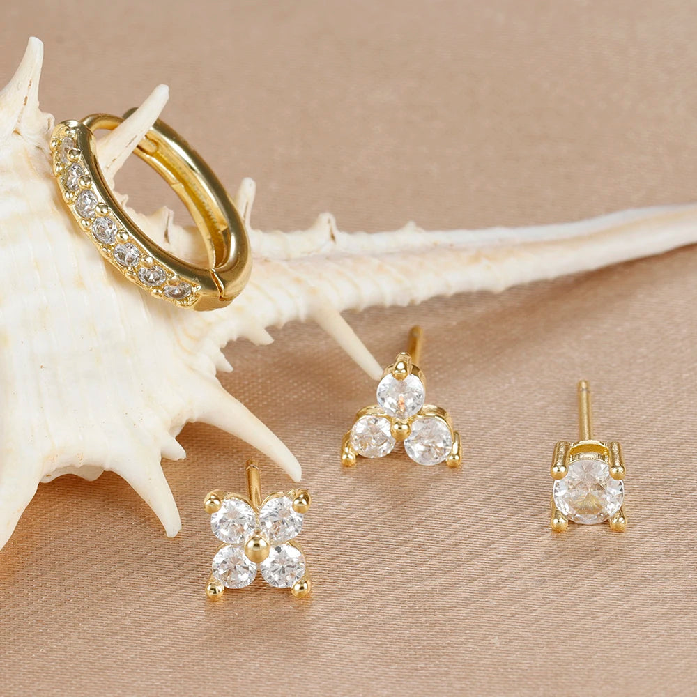 Aurora Bloom™ Earring Set – 4 PCS Stainless Steel 18 Gold