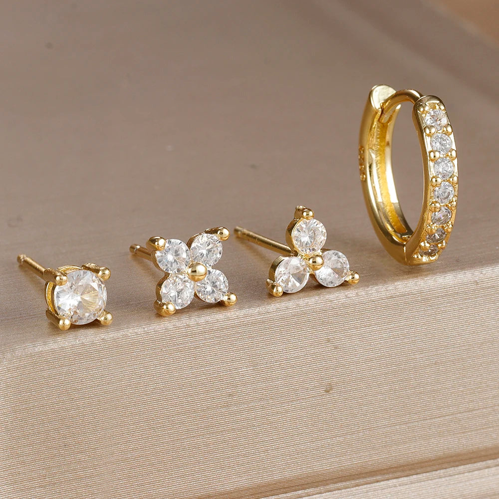 Aurora Bloom™ Earring Set – 4 PCS Stainless Steel 18 Gold