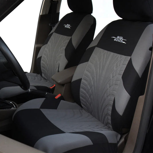 Universal Car Seat Protector Set – Stylish Embroidery & Tire Track Detail