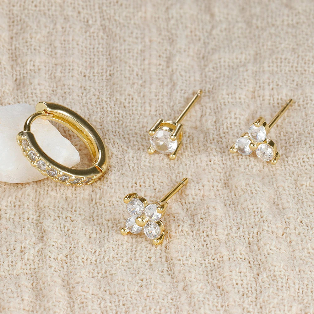 Aurora Bloom™ Earring Set – 4 PCS Stainless Steel 18 Gold