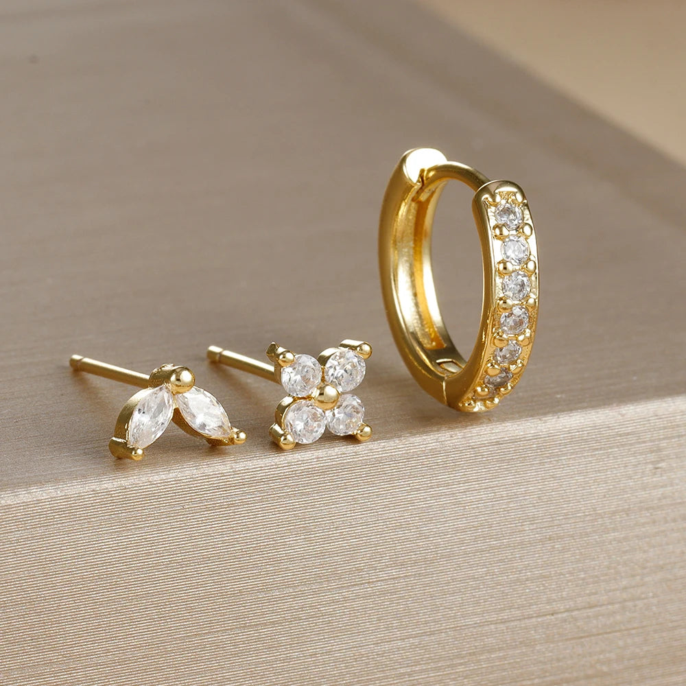 Aurora Bloom™ Earring Set 3PCS Stainless Steel Gold