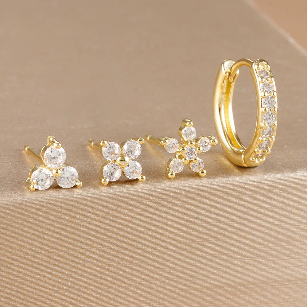 Aurora Bloom™ Earring Set – 4 PCS Stainless Steel 18 Gold