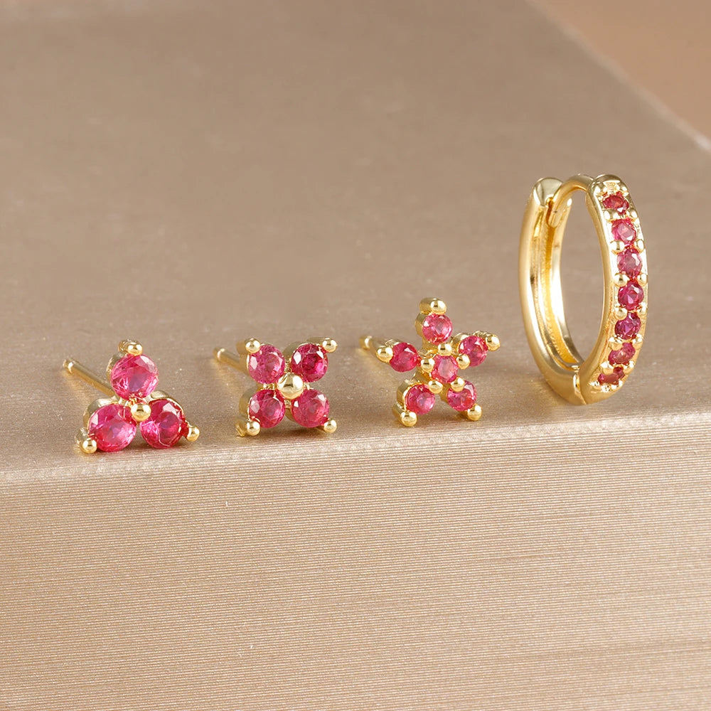 Aurora Bloom™ Earring Set – 4 PCS Stainless Steel 18 Gold