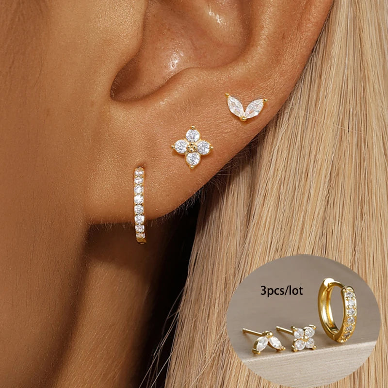 Aurora Bloom™ Earring Set 3PCS Stainless Steel Gold