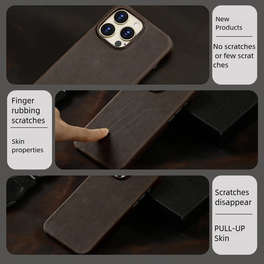 MagLux™ Retro Pull-Up Geniune Leather Case for iPhone 15/16 Series