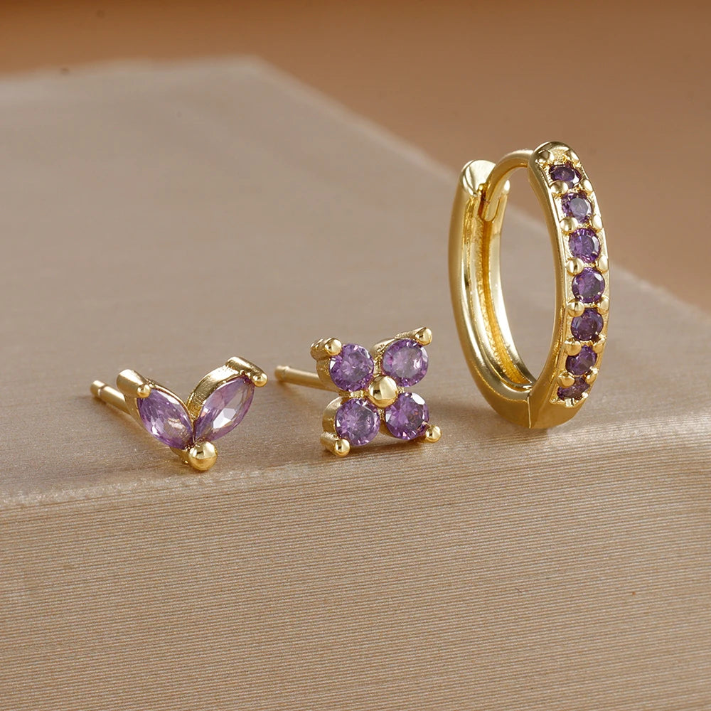 Aurora Bloom™ Earring Set 3PCS Stainless Steel Gold