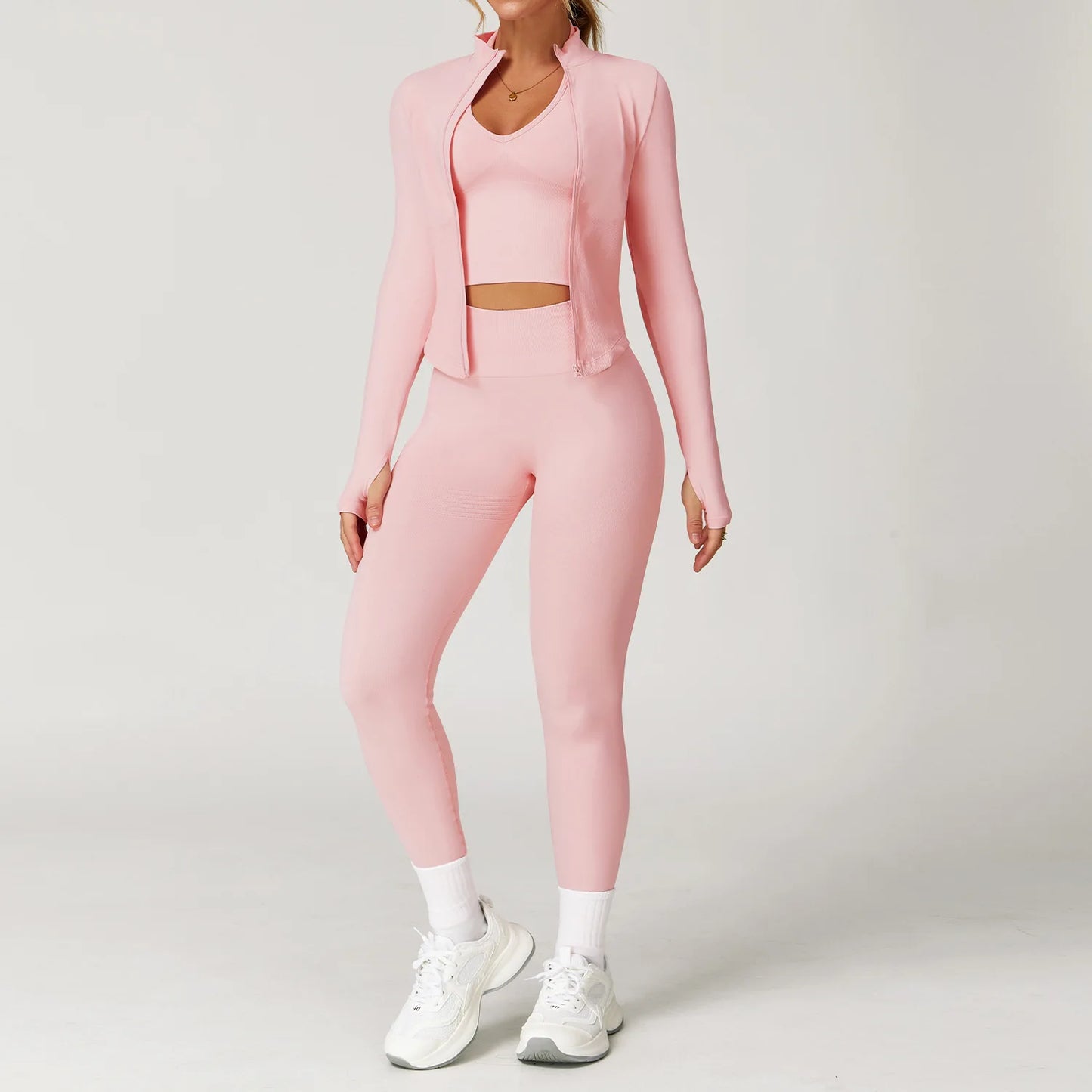 FlexAura™ Seamless Yoga Set - 2/3 PCS Bra, Leggins and Jacket set