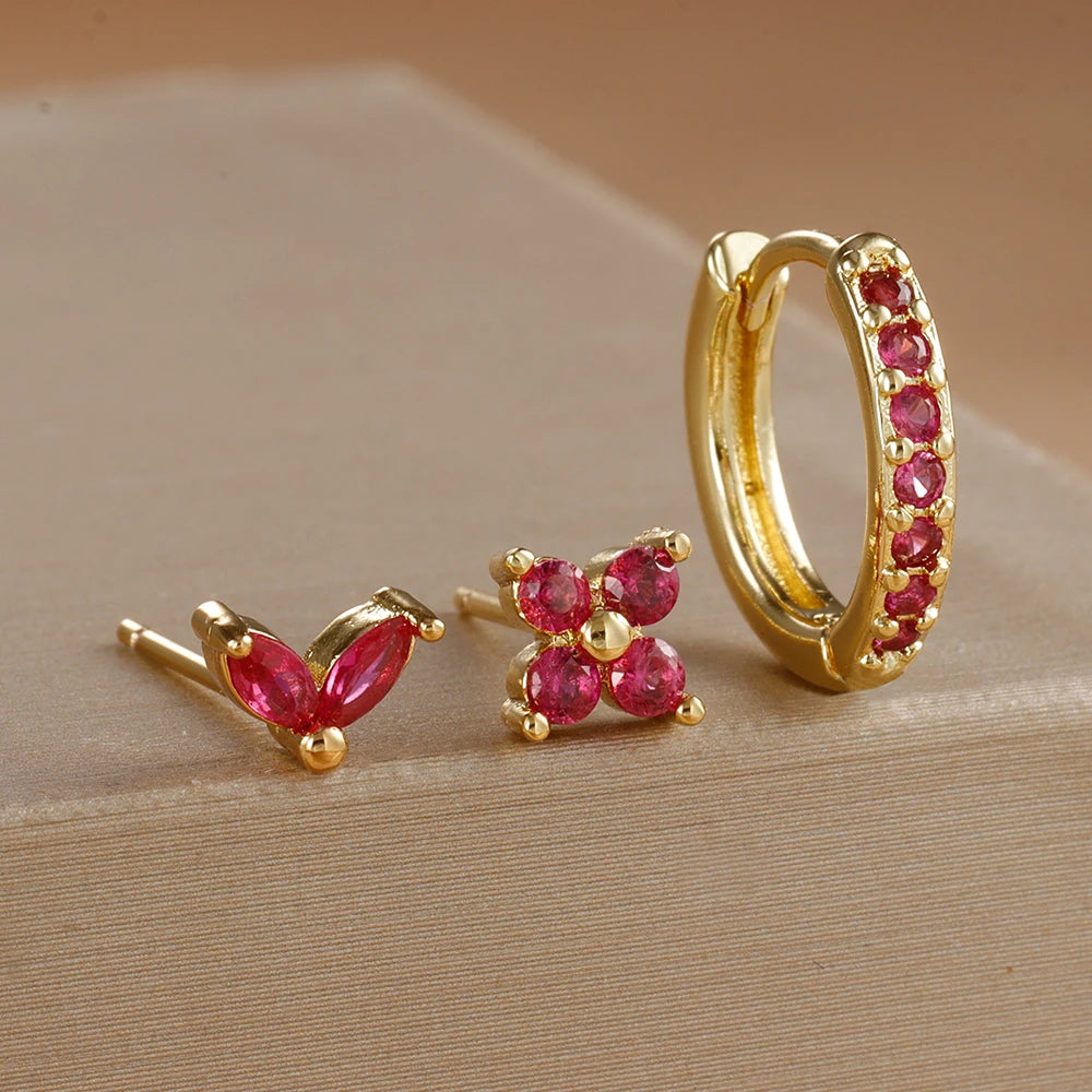 Aurora Bloom™ Earring Set 3PCS Stainless Steel Gold