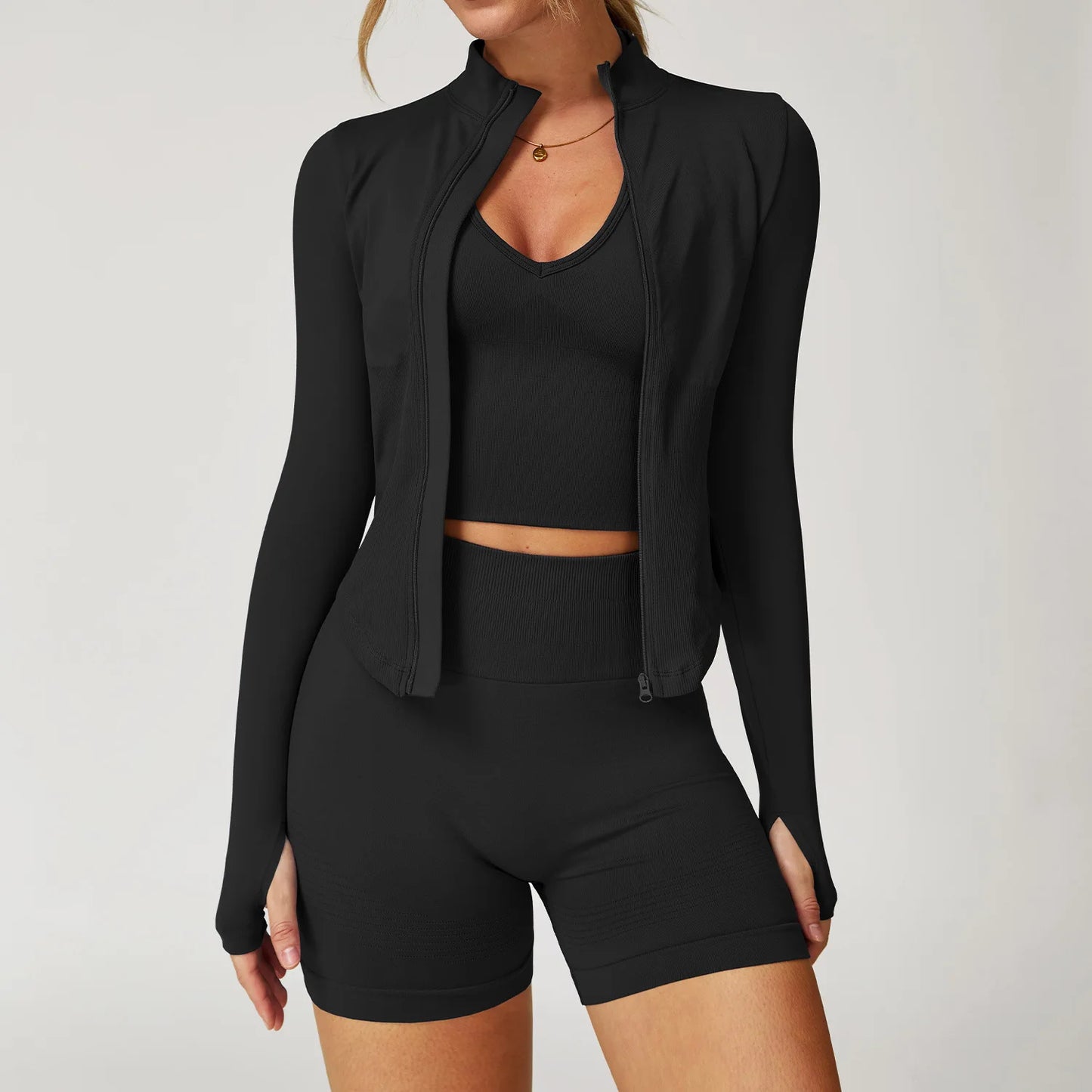 FlexAura™ Seamless Yoga Set - 2/3 PCS Bra, Leggins and Jacket set