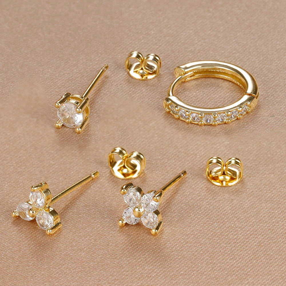 Aurora Bloom™ Earring Set – 4 PCS Stainless Steel 18 Gold