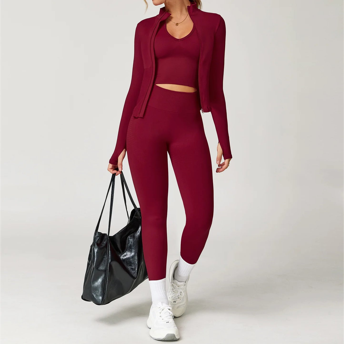 FlexAura™ Seamless Yoga Set - 2/3 PCS Bra, Leggins and Jacket set