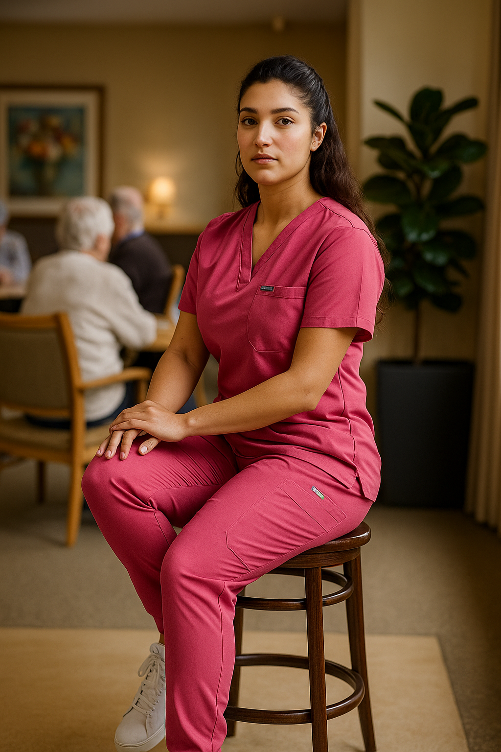 Premium Women’s Nursing Scrubs Jogger Set – Short Sleeve V-Neck Top & Stretch Pants