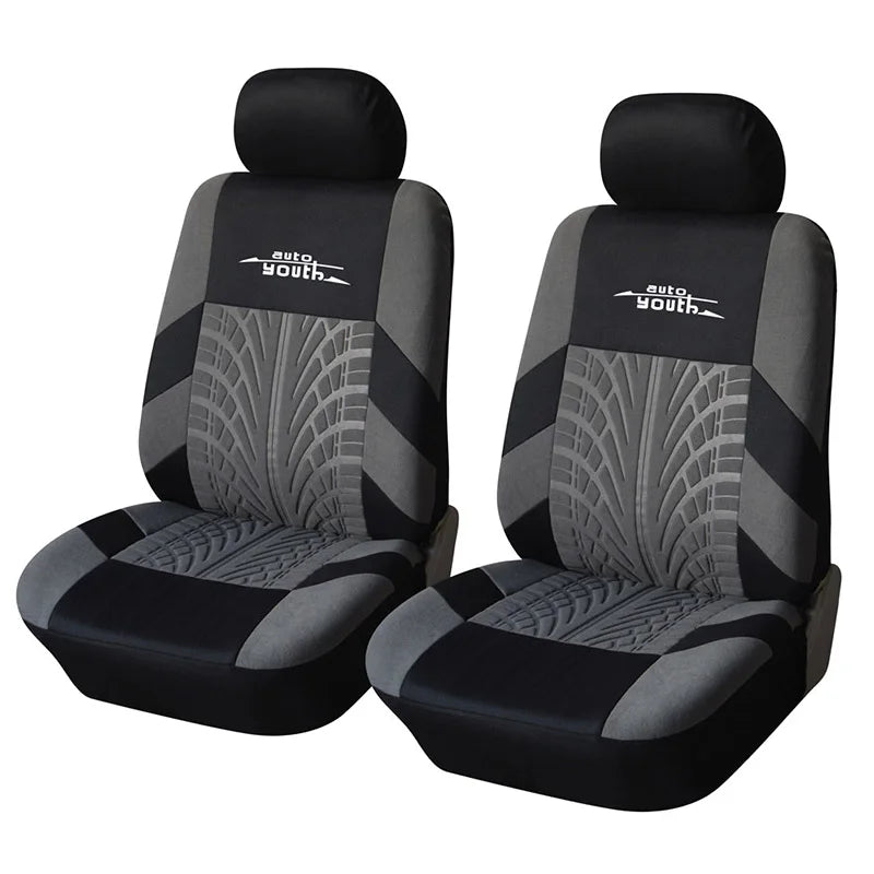 Universal Car Seat Protector Set – Stylish Embroidery & Tire Track Detail
