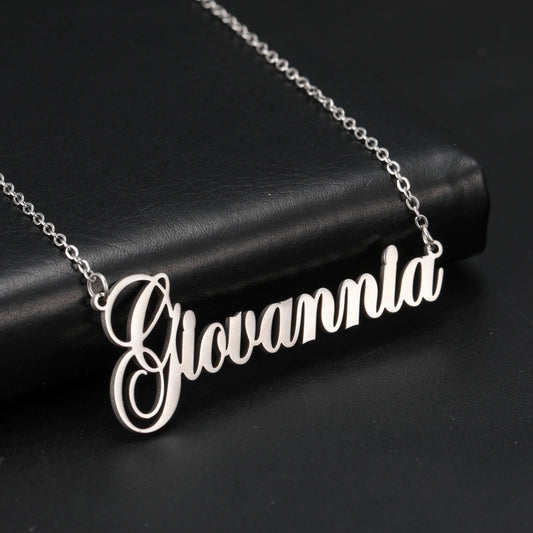Signature Glow™ Custom Silve Choker – Personalized Stainless Steel Name Necklace