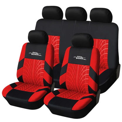 Universal Car Seat Protector Set – Stylish Embroidery & Tire Track Detail