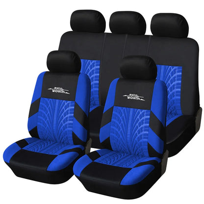 Universal Car Seat Protector Set – Stylish Embroidery & Tire Track Detail