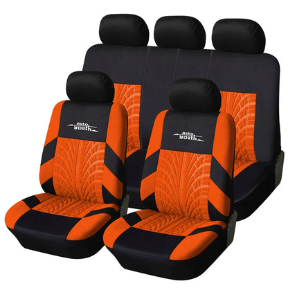 Universal Car Seat Protector Set – Stylish Embroidery & Tire Track Detail