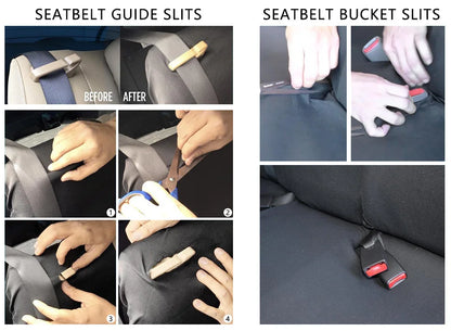 Universal Car Seat Protector Set – Stylish Embroidery & Tire Track Detail