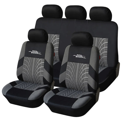 Universal Car Seat Protector Set – Stylish Embroidery & Tire Track Detail