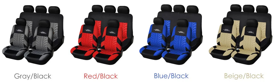 Universal Car Seat Protector Set – Stylish Embroidery & Tire Track Detail