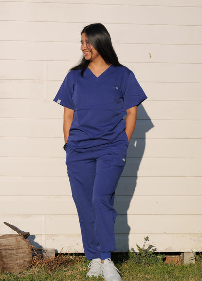 Premium Women’s Nursing Scrubs Jogger Set – Short Sleeve V-Neck Top & Stretch Pants