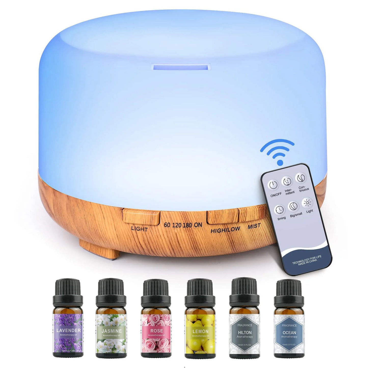 Humidifier + Aroma Diffuser with Remote Control, 5V 2A ( Essential Oil Aroma optional )