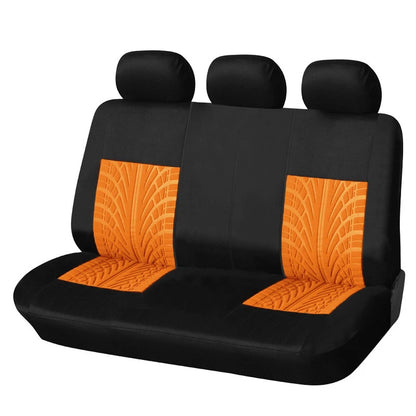 Universal Car Seat Protector Set – Stylish Embroidery & Tire Track Detail