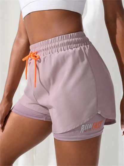 MoveFit Dual-Layer Yoga Shorts for Women – High Rise Elastic Training Pants