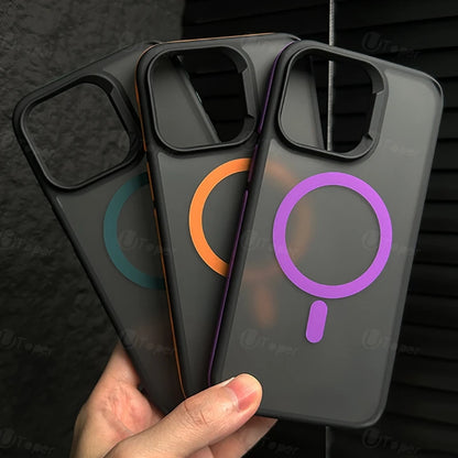 SnapGuard Frosted Magnetic iPhone Case – Shockproof Bicolor Hard Shell for Iphone
