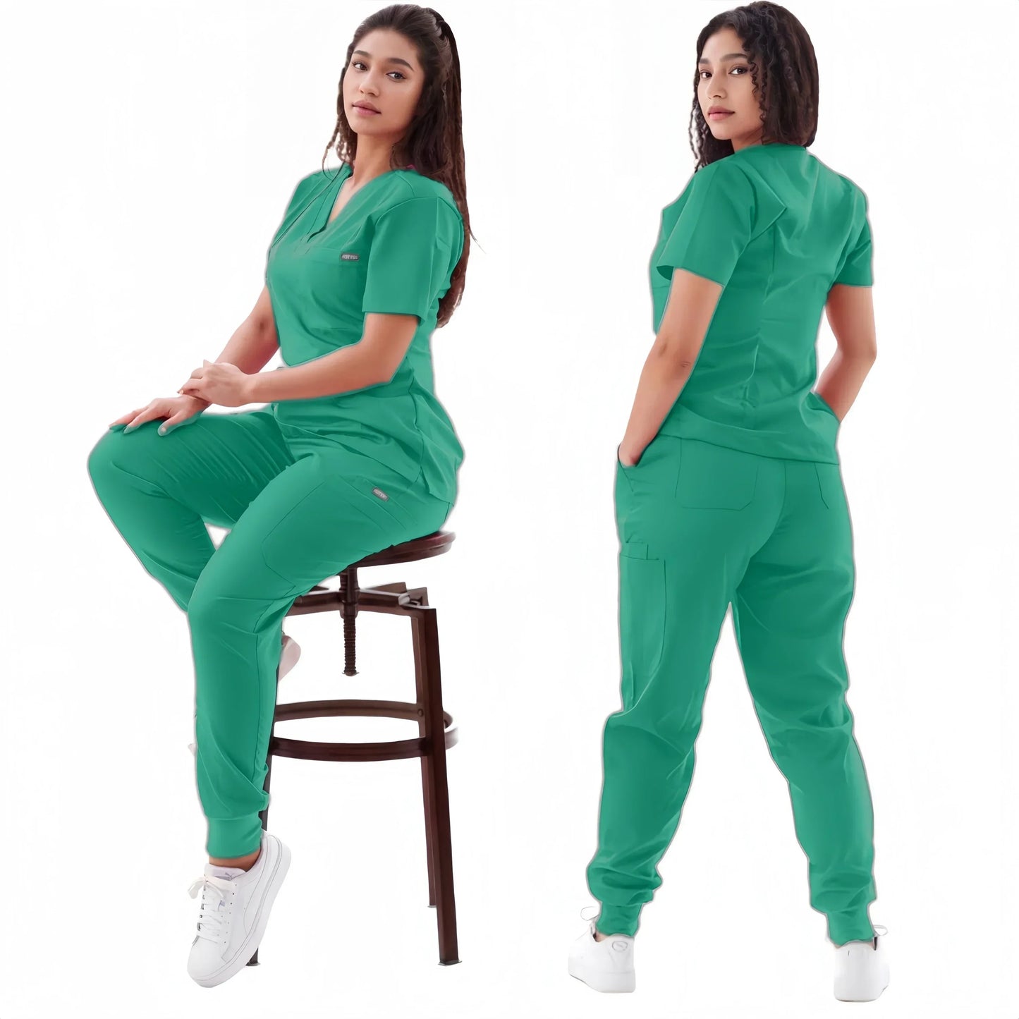 Premium Nursing Scrubs Jogger Set – Short Sleeve V-Neck Top + Pants ( woman's)