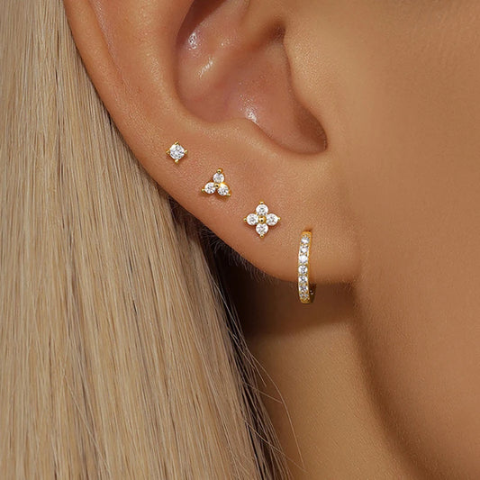 Aurora Bloom™ Earring Set – 4 PCS Stainless Steel 18 Gold