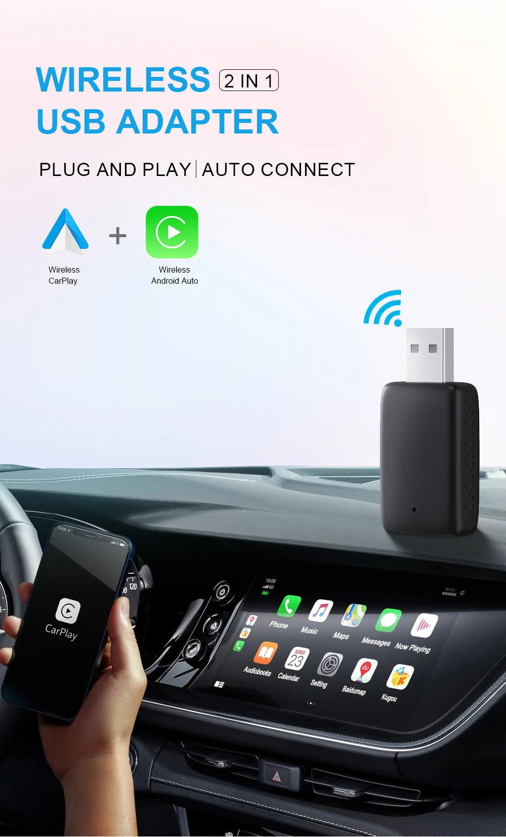 NavMate™ Smart Car Adapter – Convert Wired CarPlay & Android Auto to Wireless Instantly