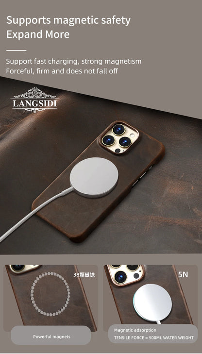 MagLux™ Retro Pull-Up Geniune Leather Case for iPhone 15/16 Series