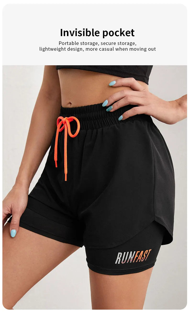 MoveFit Dual-Layer Yoga Shorts for Women – High Rise Elastic Training Pants