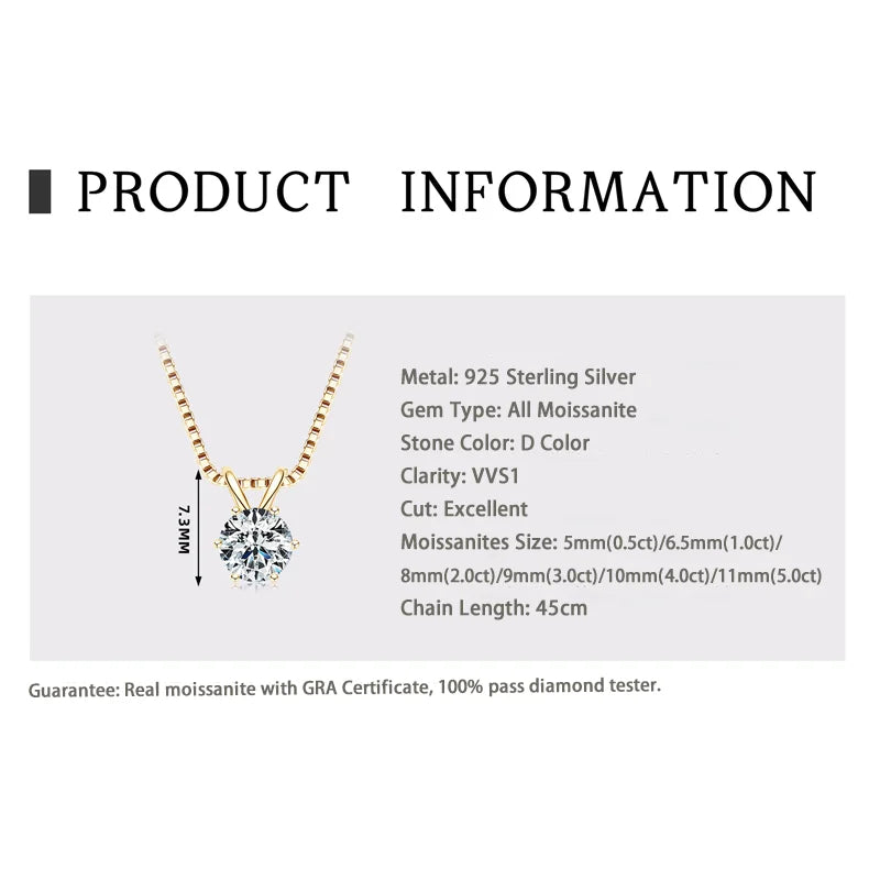 PureGlow™ 925 Silver Moissanite Necklace – Certified Gift Edition