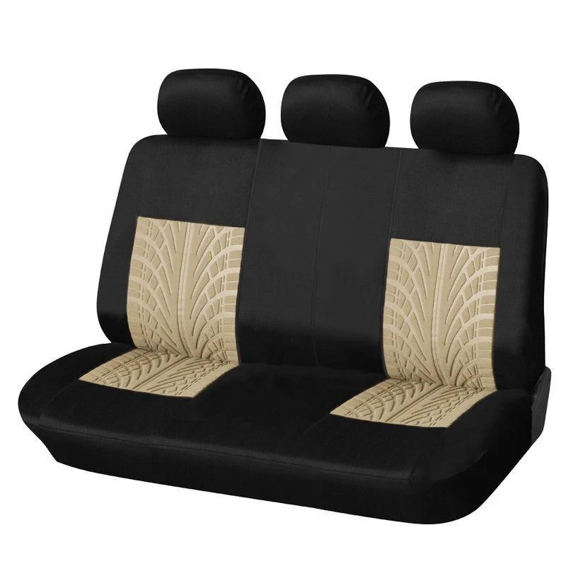 Universal Car Seat Protector Set – Stylish Embroidery & Tire Track Detail