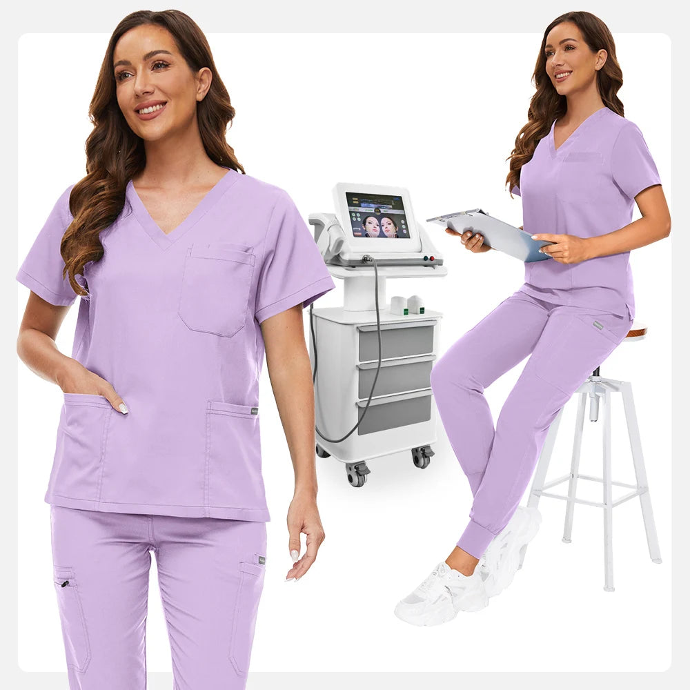 ComfortLab Women’s Jogger Scrub Set – Stretch Medical Uniform | Nursing & Spa Workwear Top + Pants