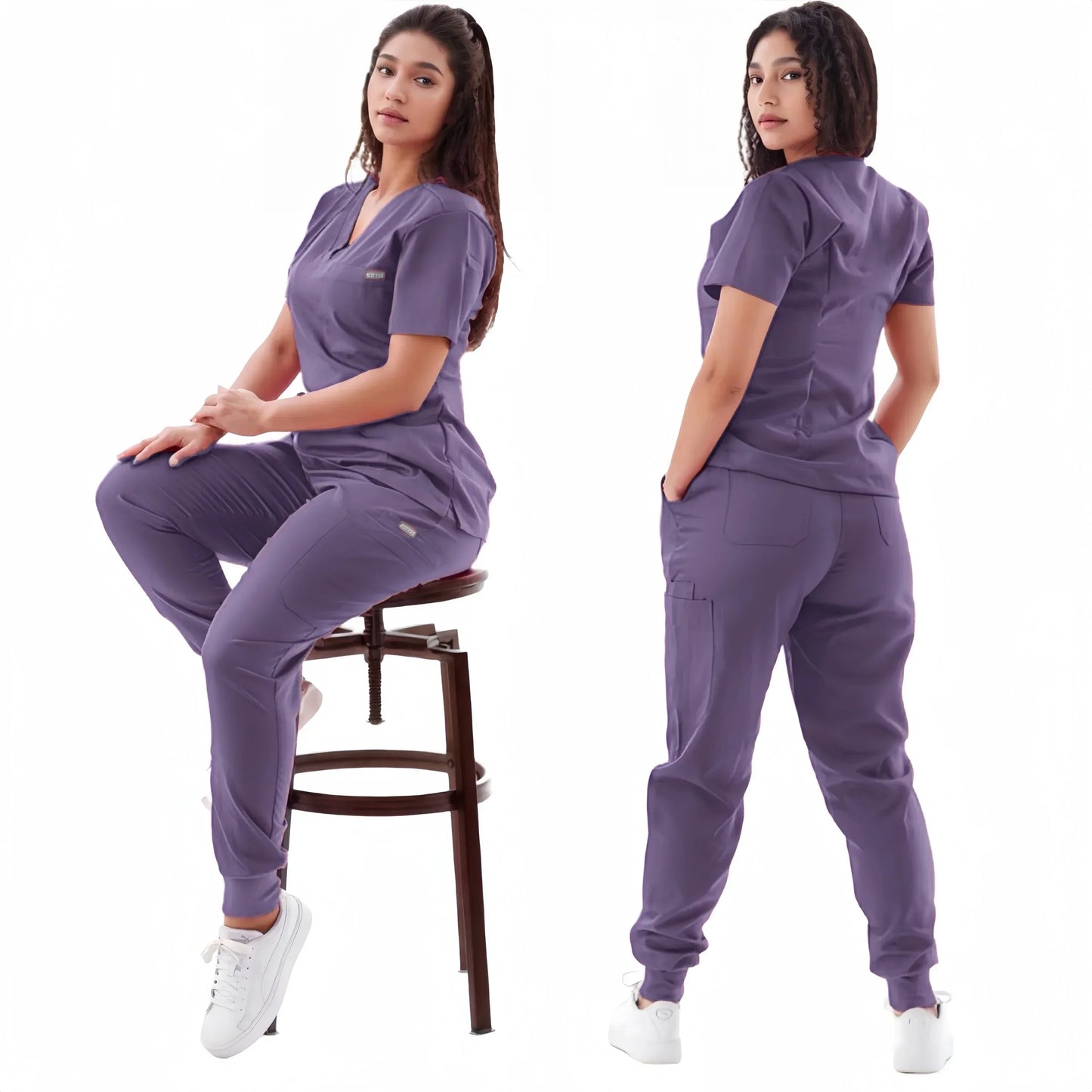 Premium Nursing Scrubs Jogger Set – Short Sleeve V-Neck Top + Pants ( woman's)