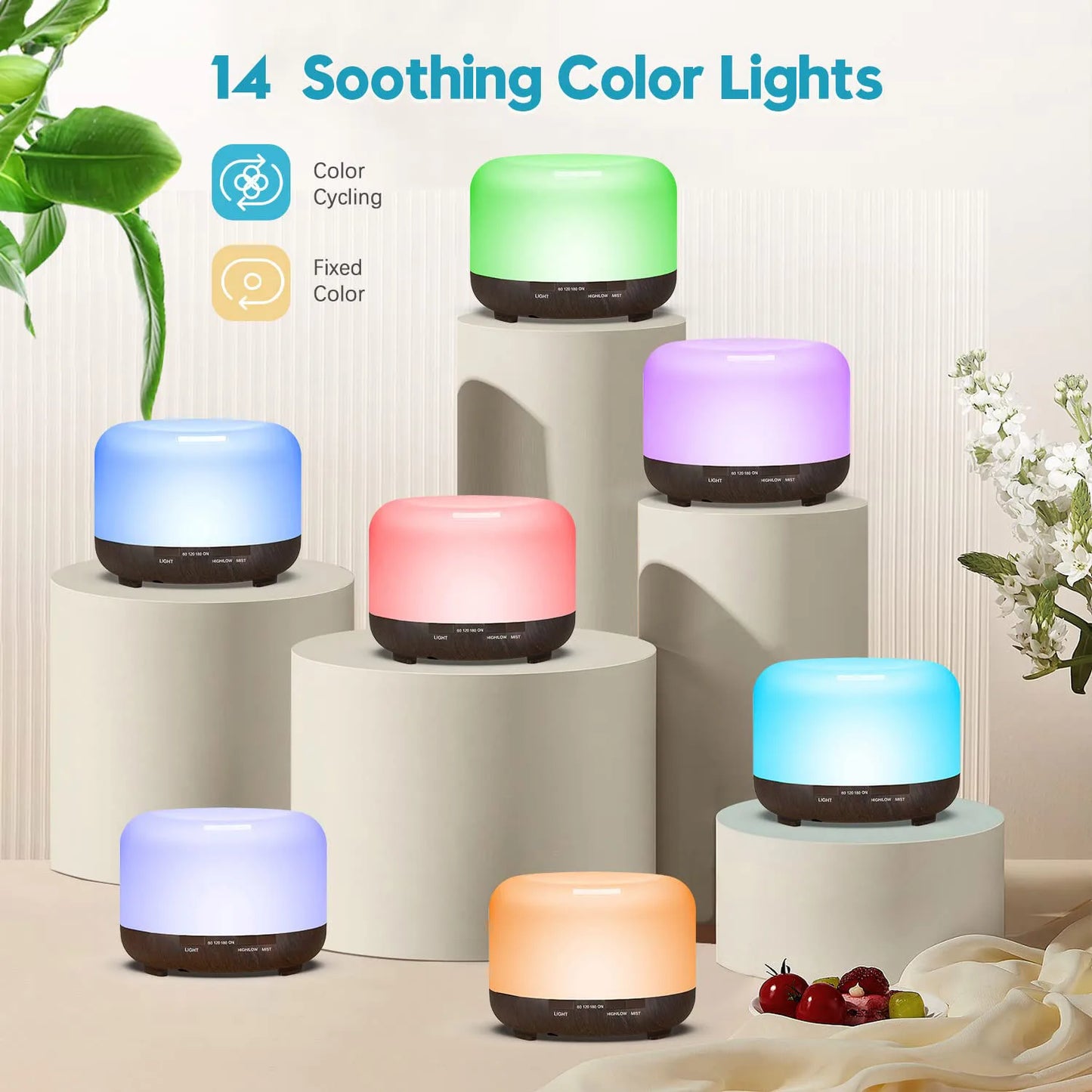 Humidifier + Aroma Diffuser with Remote Control, 5V 2A ( Essential Oil Aroma optional )