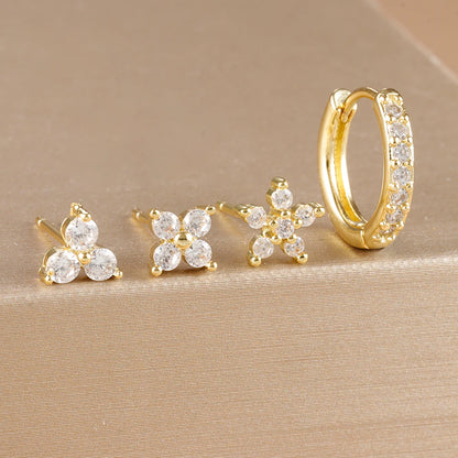Aurora Bloom™ Earring Set – 4 PCS Stainless Steel 18 Gold