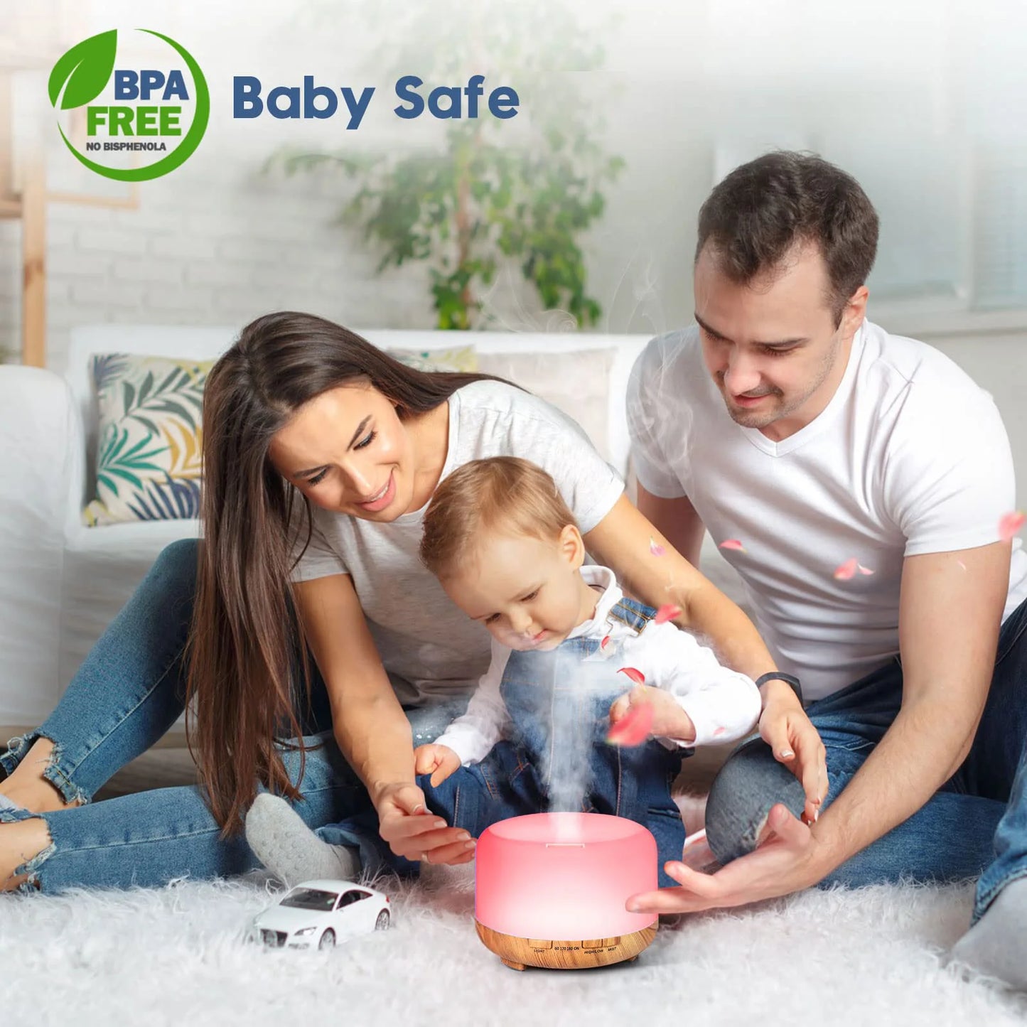 Humidifier + Aroma Diffuser with Remote Control, 5V 2A ( Essential Oil Aroma optional )