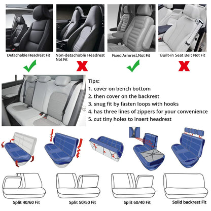 Universal Car Seat Protector Set – Stylish Embroidery & Tire Track Detail