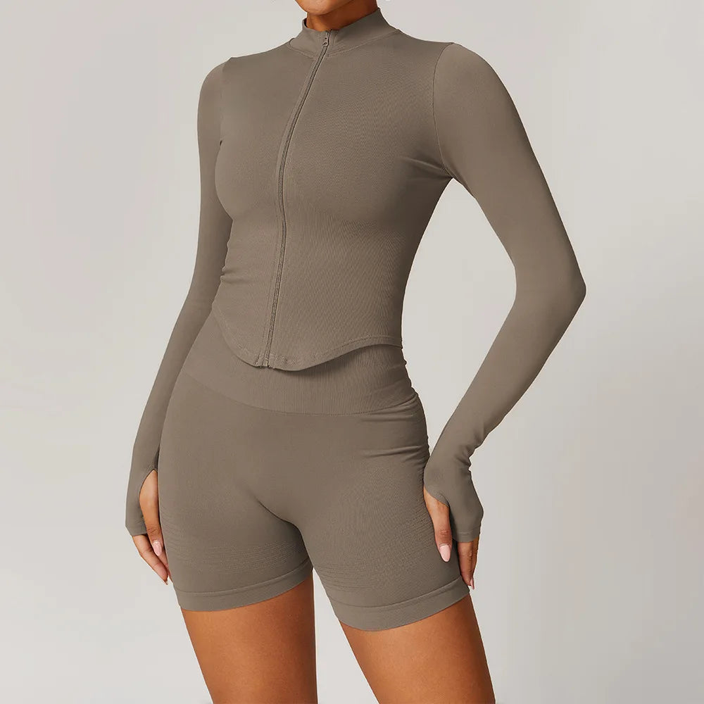 FlexAura™ Seamless Yoga Set - 2/3 PCS Tank Top, Leggings and Jacket set