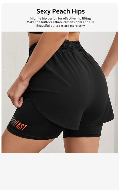 MoveFit Dual-Layer Yoga Shorts for Women – High Rise Elastic Training Pants
