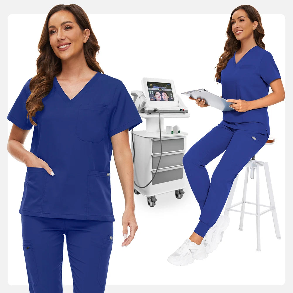 ComfortLab Women’s Jogger Scrub Set – Stretch Medical Uniform | Nursing & Spa Workwear Top + Pants