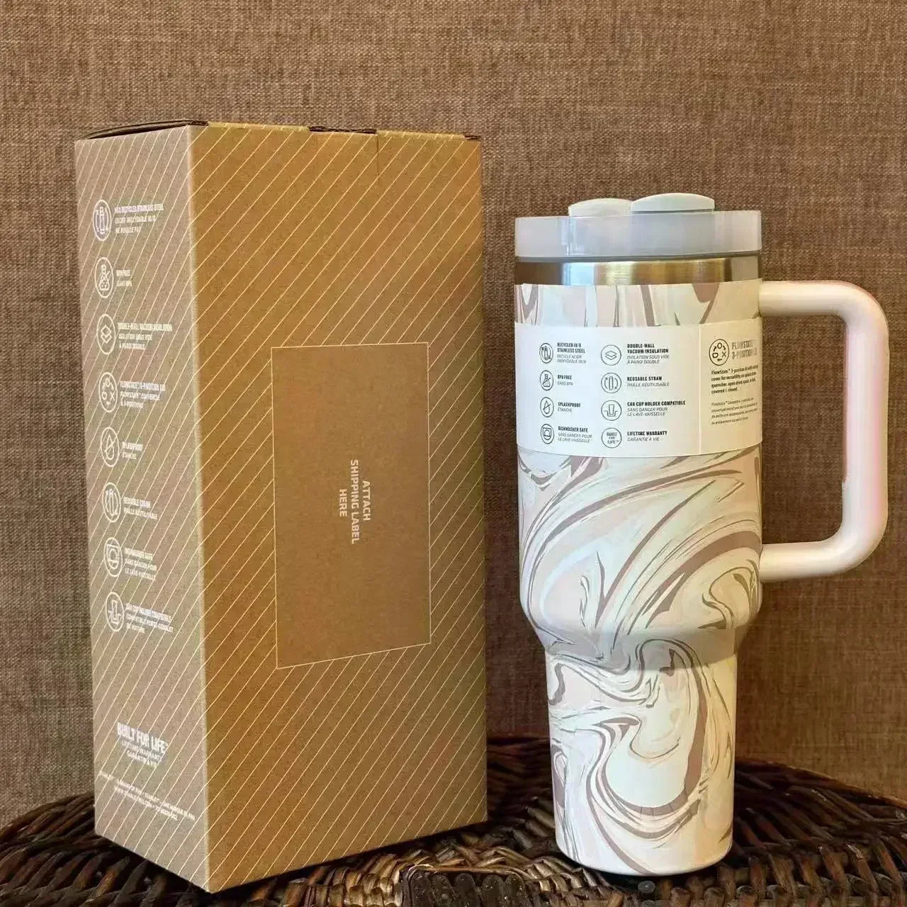 ChillMate™ 40oz  Stanley Thermal Tumbler with Straw – Vacuum Insulated Stainless Steel Travel Cup for Hot & Cold Drinks