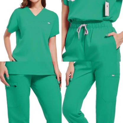 Premium Nursing Scrubs Jogger Set – Short Sleeve V-Neck Top + Pants ( woman's)